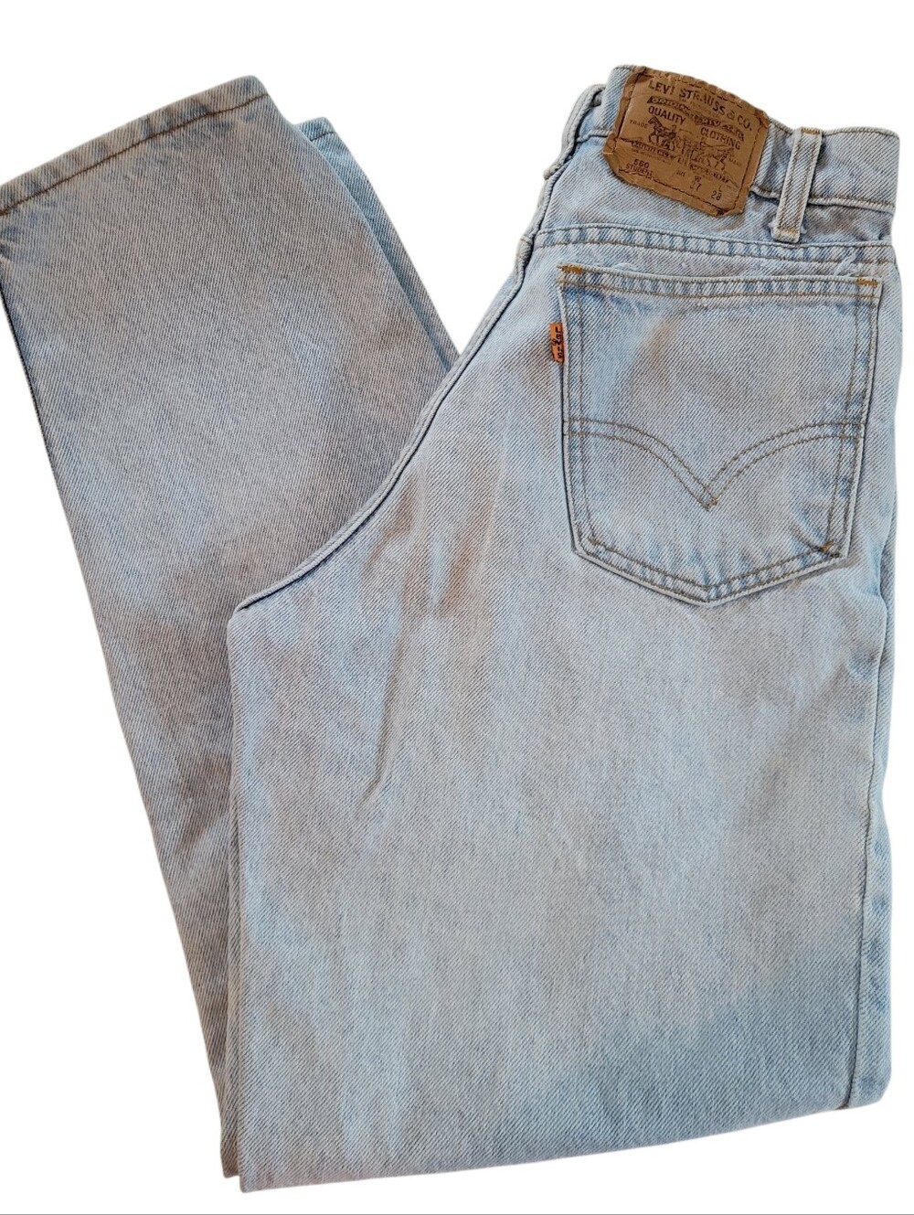 Vintage 90s Levis 760 Orange Tab Stonewash High Rise Tapered Jeans USA Made 26